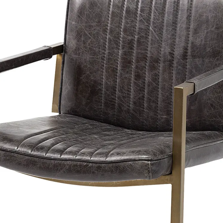 24" Brown Leather Distressed Arm Chair