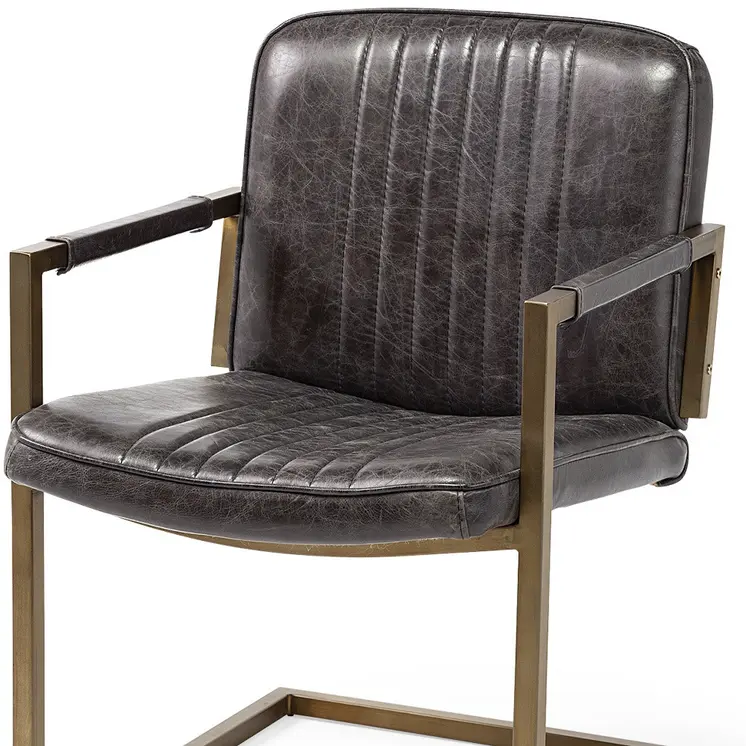 24" Brown Leather Distressed Arm Chair
