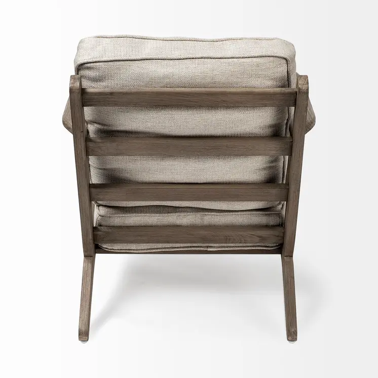 31" Cream and Brown Fabric Lounge Chair