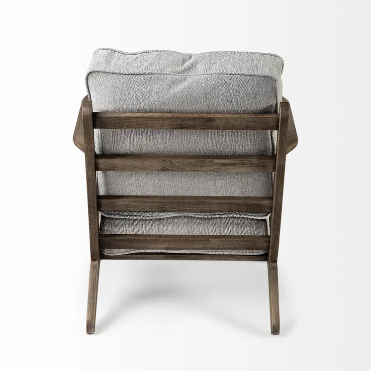 31" Light Gray and Brown Fabric Lounge Chair