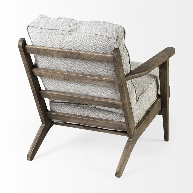 31" Light Gray and Brown Fabric Lounge Chair