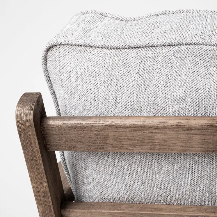 31" Light Gray and Brown Fabric Lounge Chair