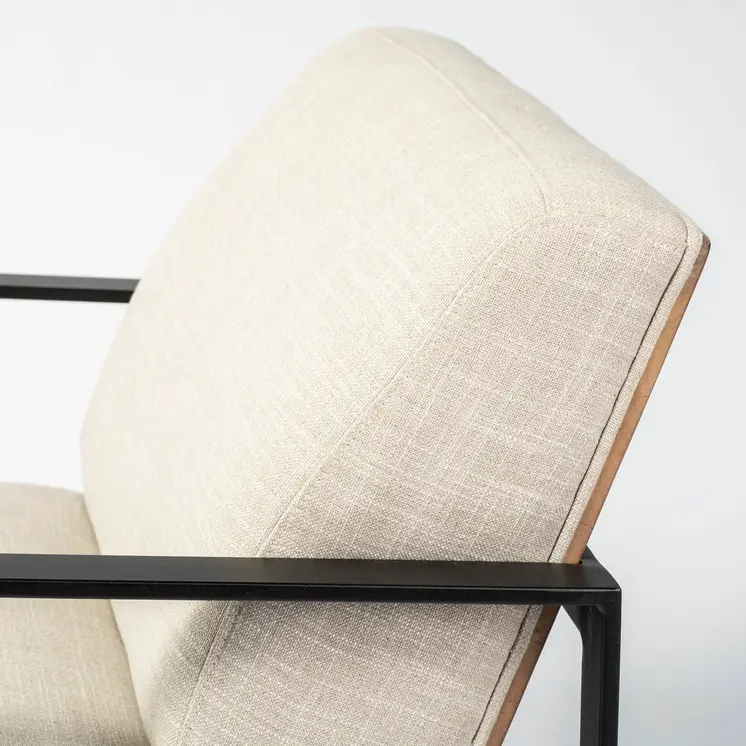32" Cream and Black Fabric Arm Chair