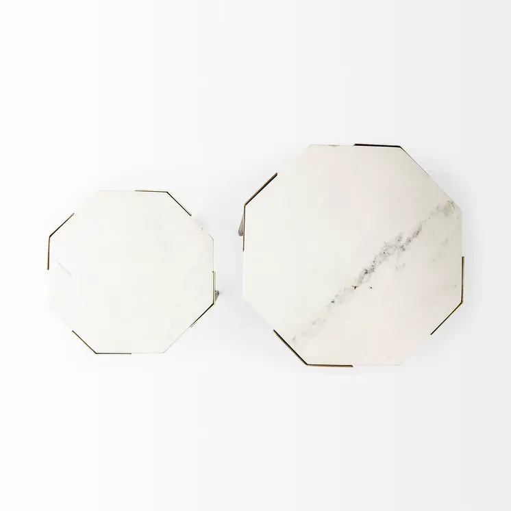 25" White Marble Round End Table