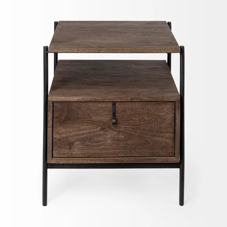 24" Brown Solid Wood Square End Table