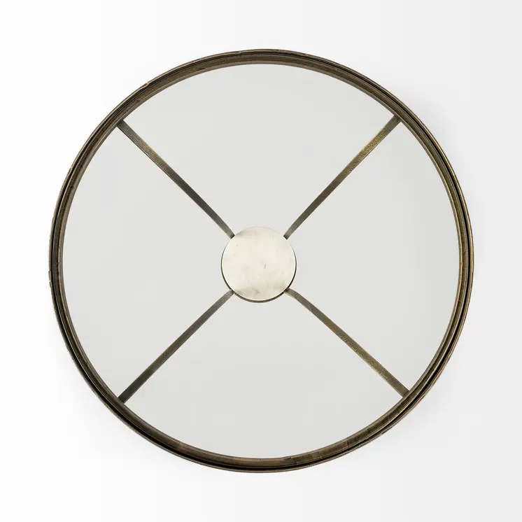 24" Black And White Glass Round End Table
