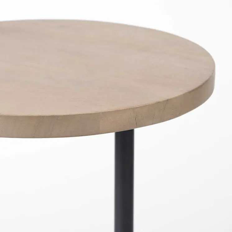15" Natural and Black Solid Wood and Metal