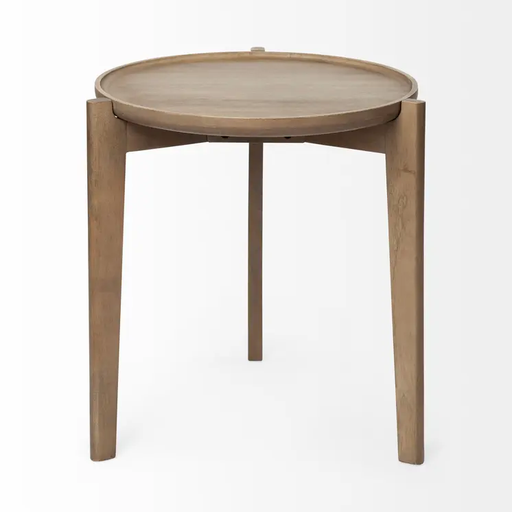 24" Brown Round End Table
