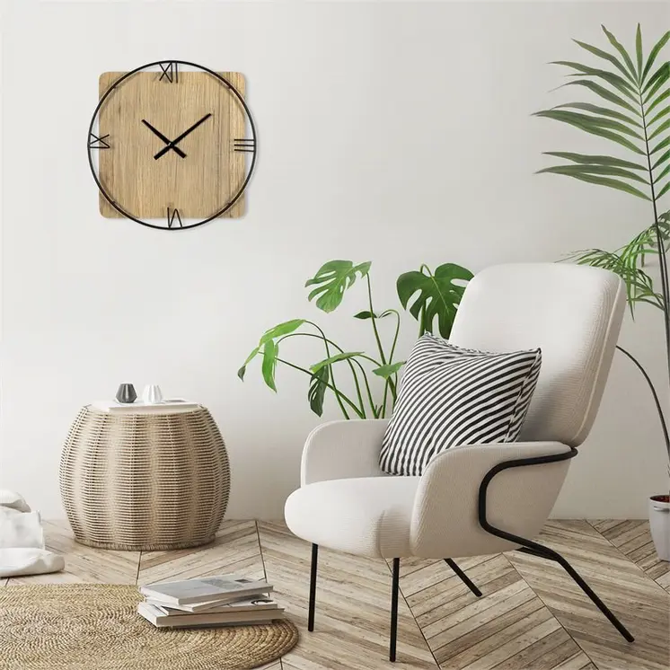 27" Novelty Brown And Black Wood Analog Wall Clock