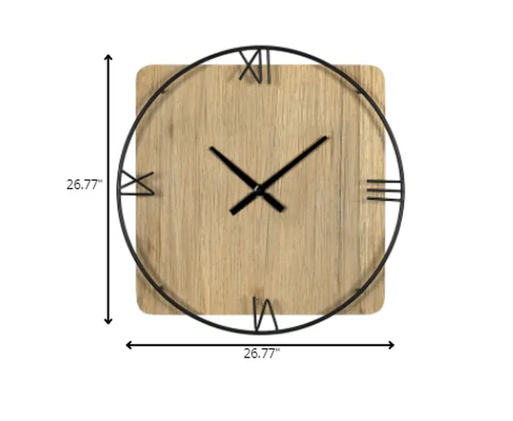 27" Novelty Brown And Black Wood Analog Wall Clock