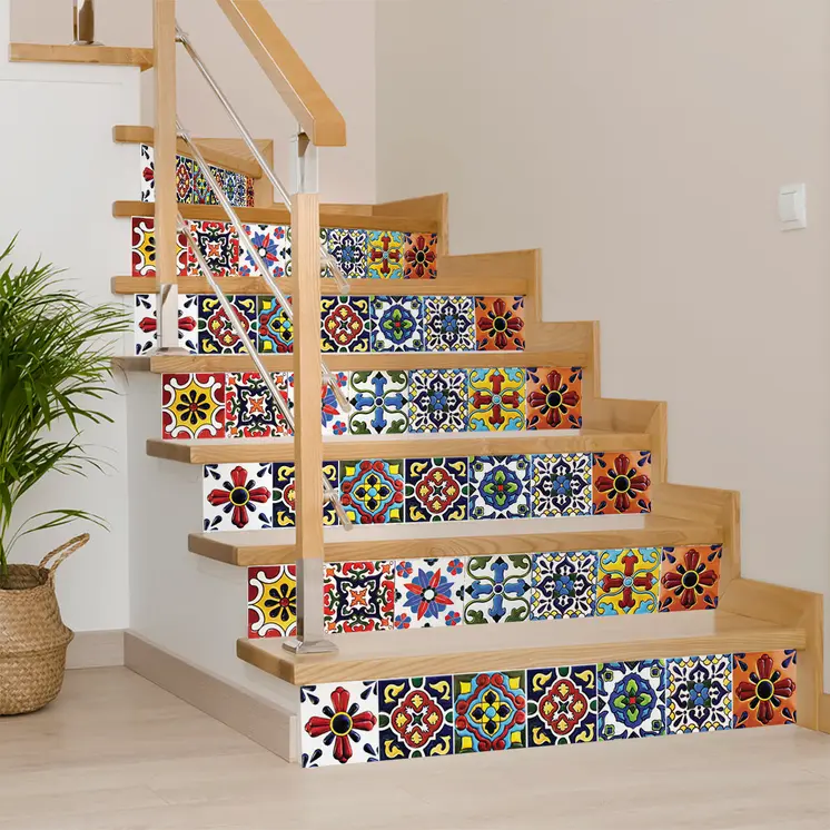 6" X 6" Festival Brights Mosaic Peel And Stick Removable Tiles