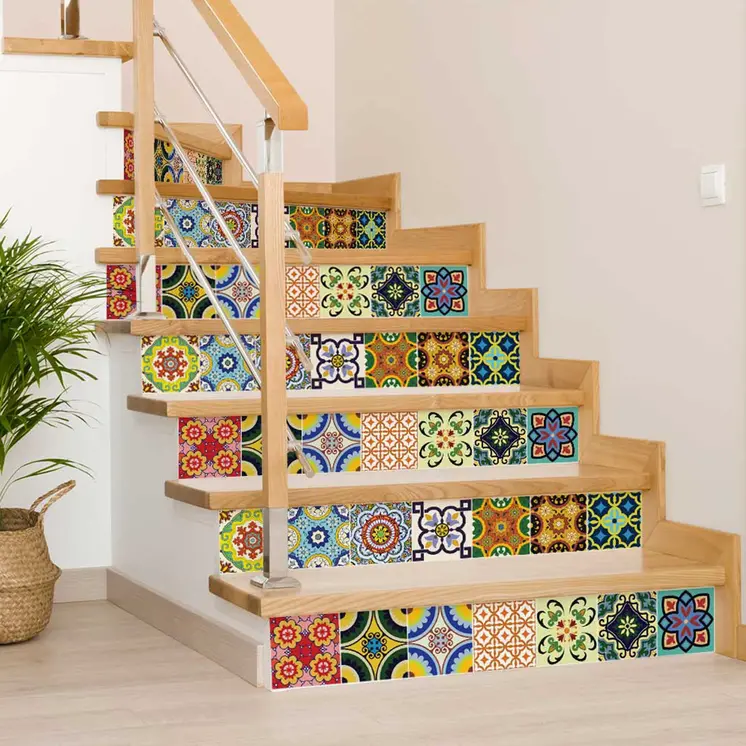 7" X 7" Mediterranean Brights Peel And Stick Removable Tiles