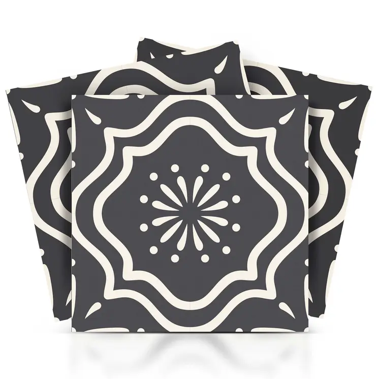 8" X 8" Burst Gray And White Peel And Stick Removable Tiles