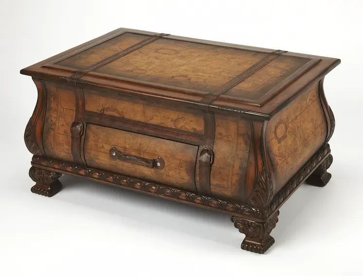 38" Brown Wood Coffee Table With Drawer