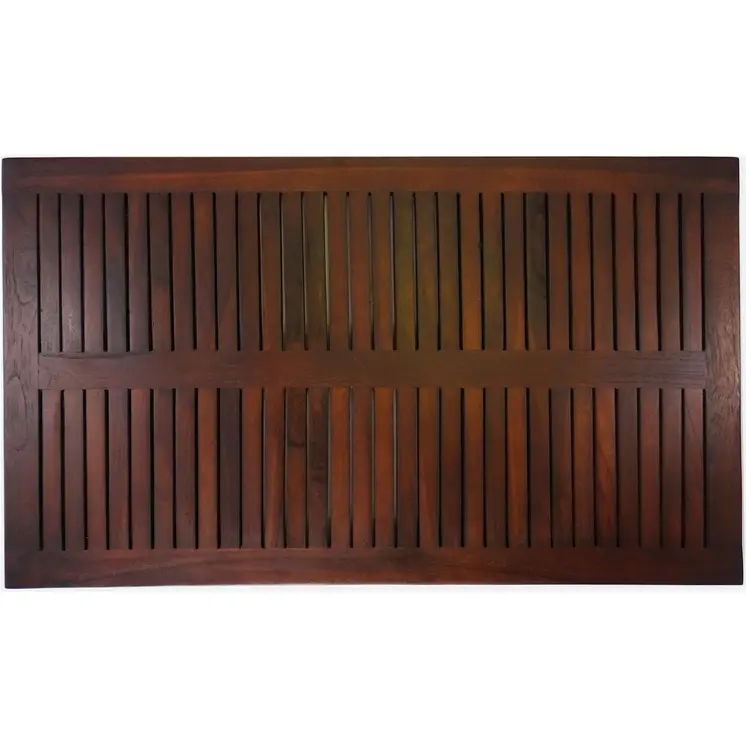 31" Dark Brown Teak Slat Non Slip Bath Mat