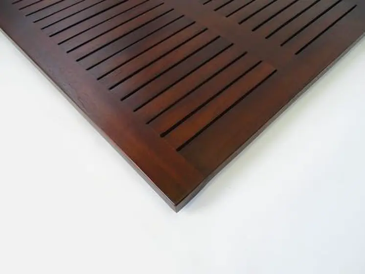 31" Dark Brown Teak Slat Non Slip Bath Mat