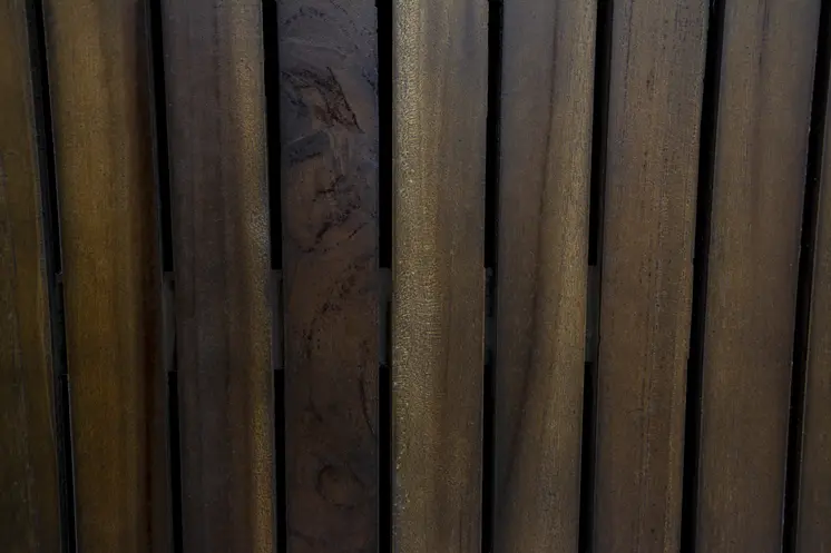 31" Dark Brown Teak Slat Non Slip Bath Mat