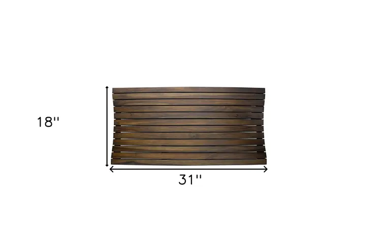 31" Dark Brown Teak Slat Non Slip Bath Mat