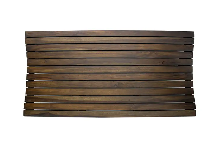 40" Dark Brown Teak Slat Non Slip Bath Mat