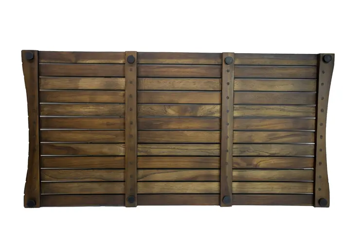 40" Dark Brown Teak Slat Non Slip Bath Mat