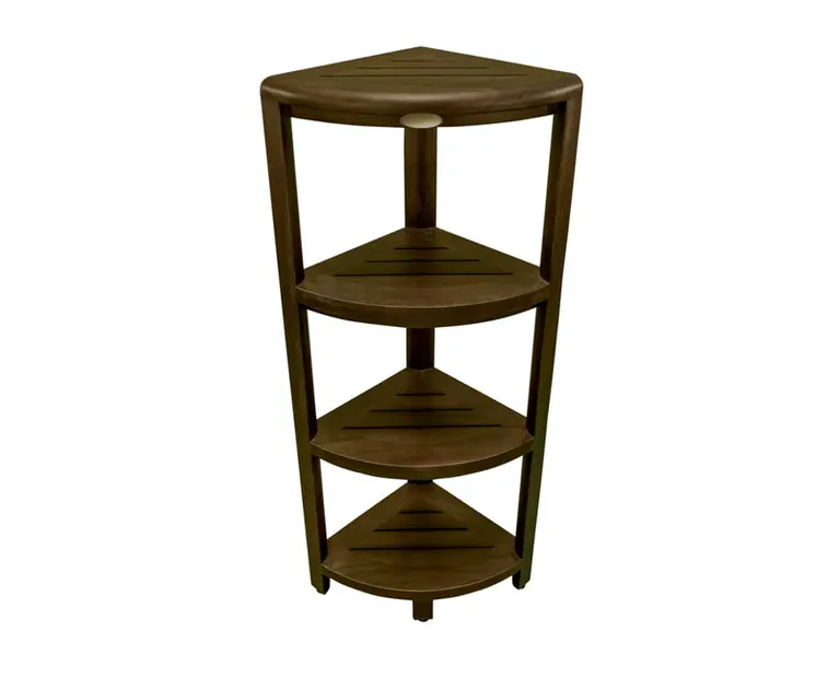 Dark Brown 38" Curvilinear Corner Four Tier Shower Shelf