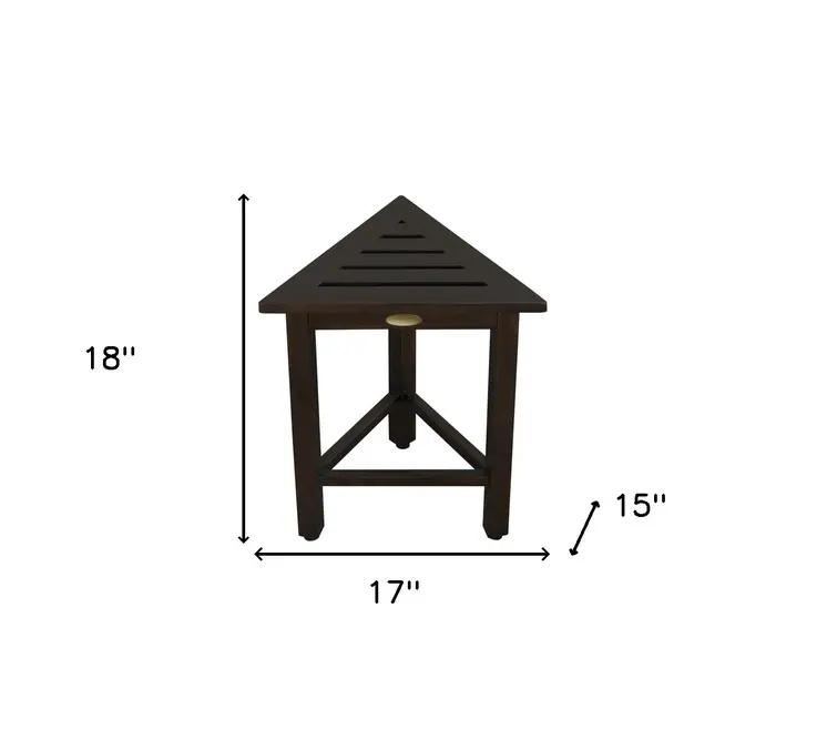 Hotel Dark Teak 18" Triangle Corner Shower Bench Or Shelf