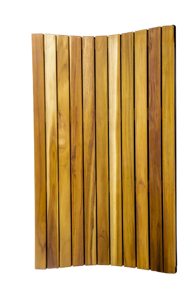 31" Brown Teak Slat Non Slip Bath Mat