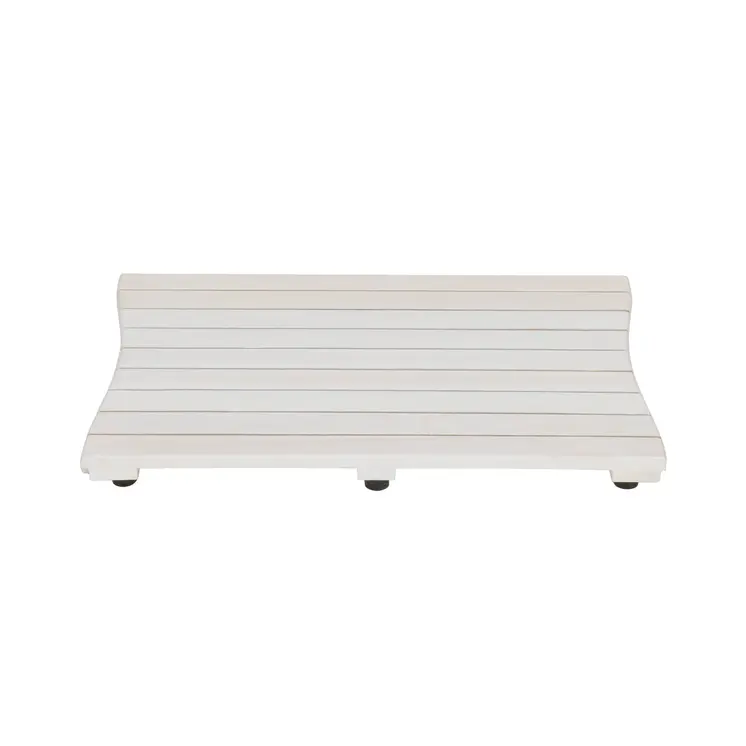 23" White Teak Slat Non Slip Bath Mat