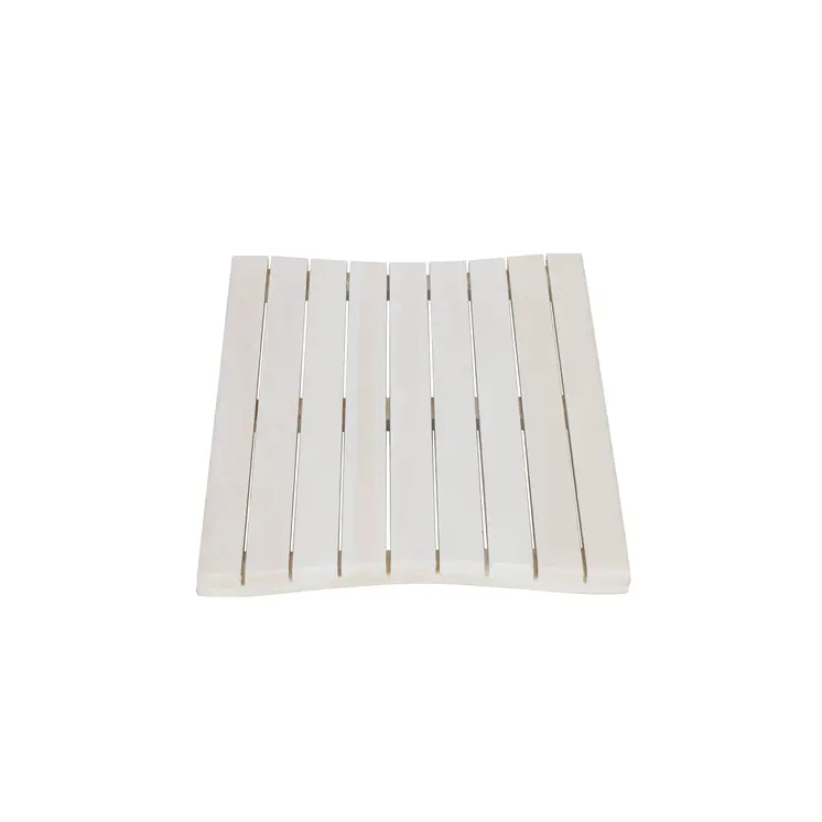 23" White Teak Slat Non Slip Bath Mat