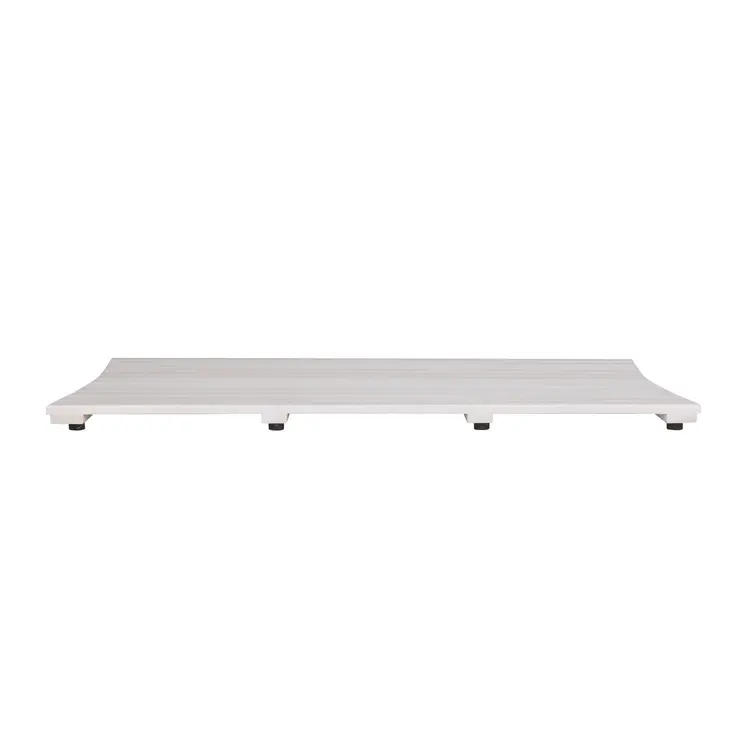 40" White Teak Slat Non Slip Bath Mat