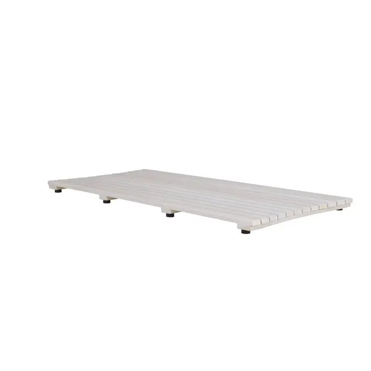 40" White Teak Slat Non Slip Bath Mat
