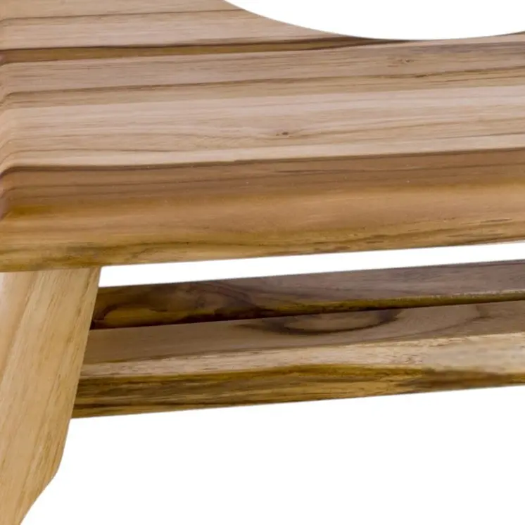 8" Natural Solid Teak Bathroom Toilet Stool