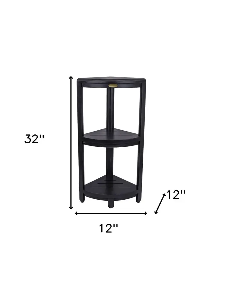 Gray Teak 32" Curvilinear Corner Shower Tiered Shelf