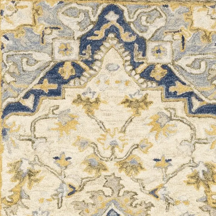 3' X 8' Blue And Ivory Bohemian Runner Rug