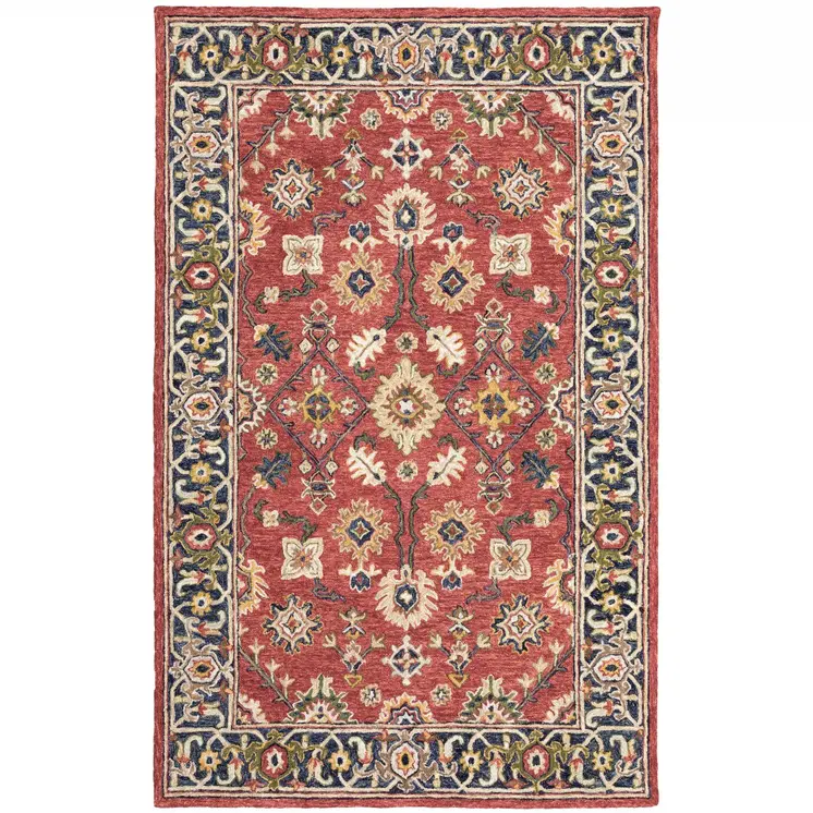 4' X 6' Red And Blue Bohemian Area Rug