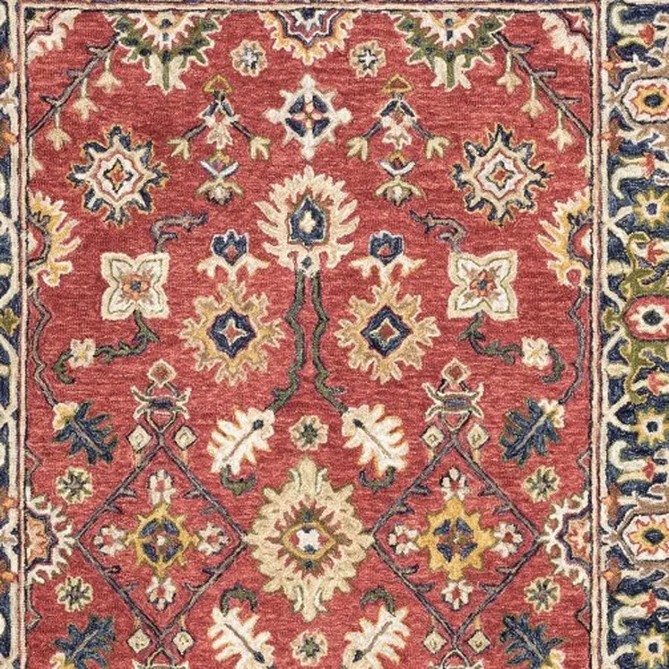 4' X 6' Red And Blue Bohemian Area Rug