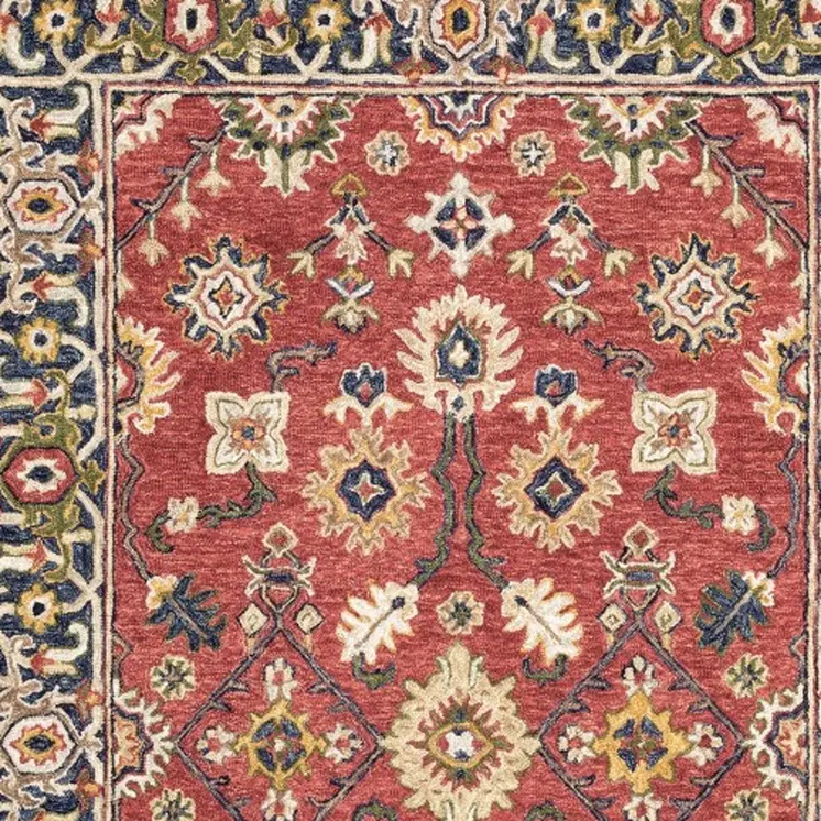 5' X 8' Red And Blue Bohemian Area Rug