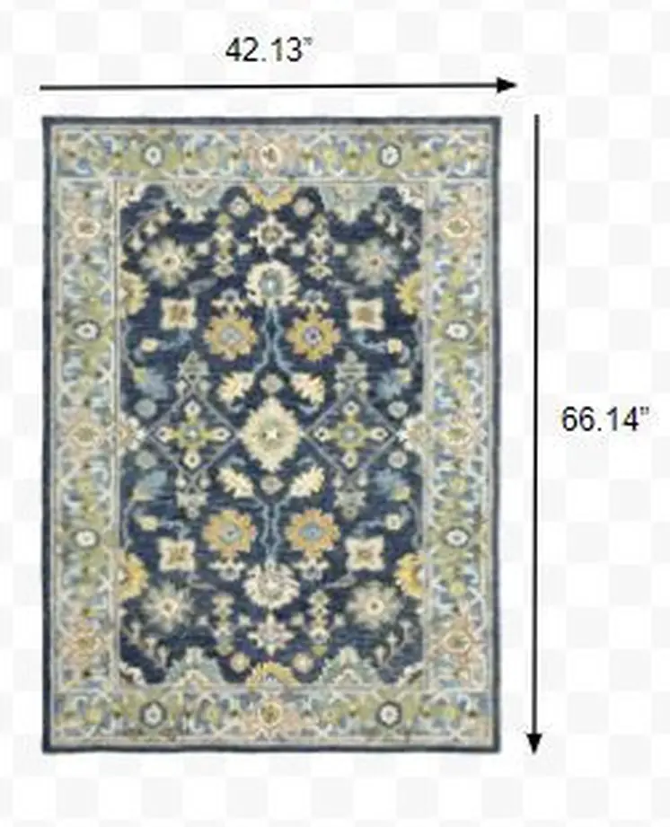 4' X 6' Navy And Blue Bohemian Area Rug