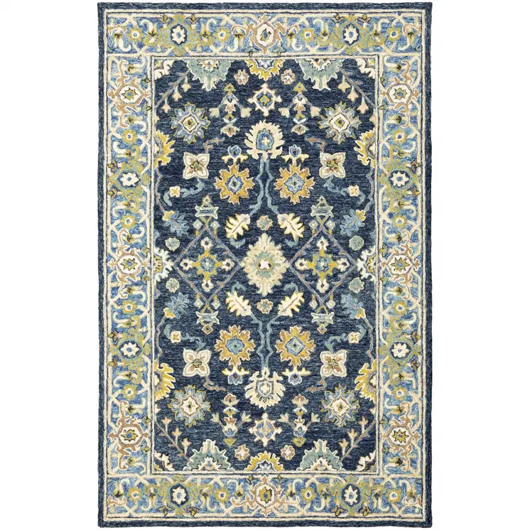 4' X 6' Navy And Blue Bohemian Area Rug