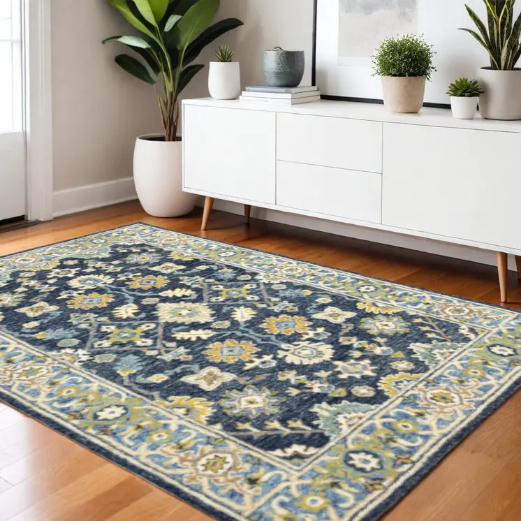 4' X 6' Navy And Blue Bohemian Area Rug