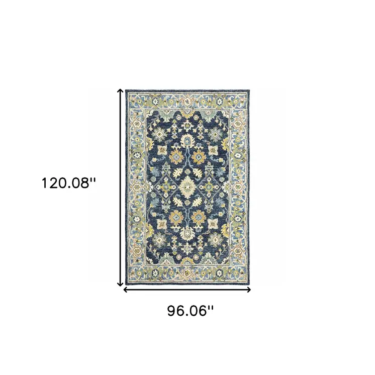 8' X 10' Navy And Blue Bohemian Rug