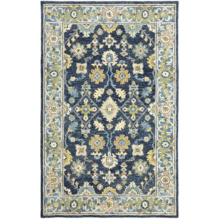8' X 10' Navy And Blue Bohemian Rug