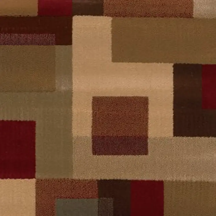 3' X 8' Red And Tan Geometric Runner Rug
