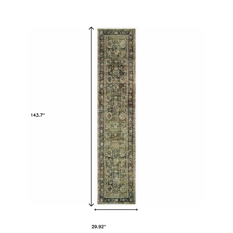 12' Green Runner Rug