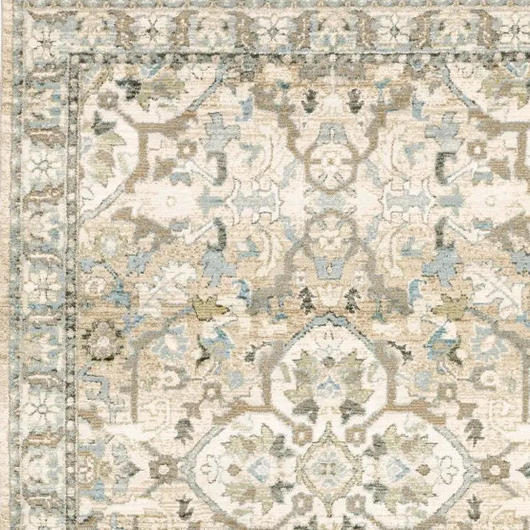2' X 3' Beige and Ivory Power Loom Area Rug