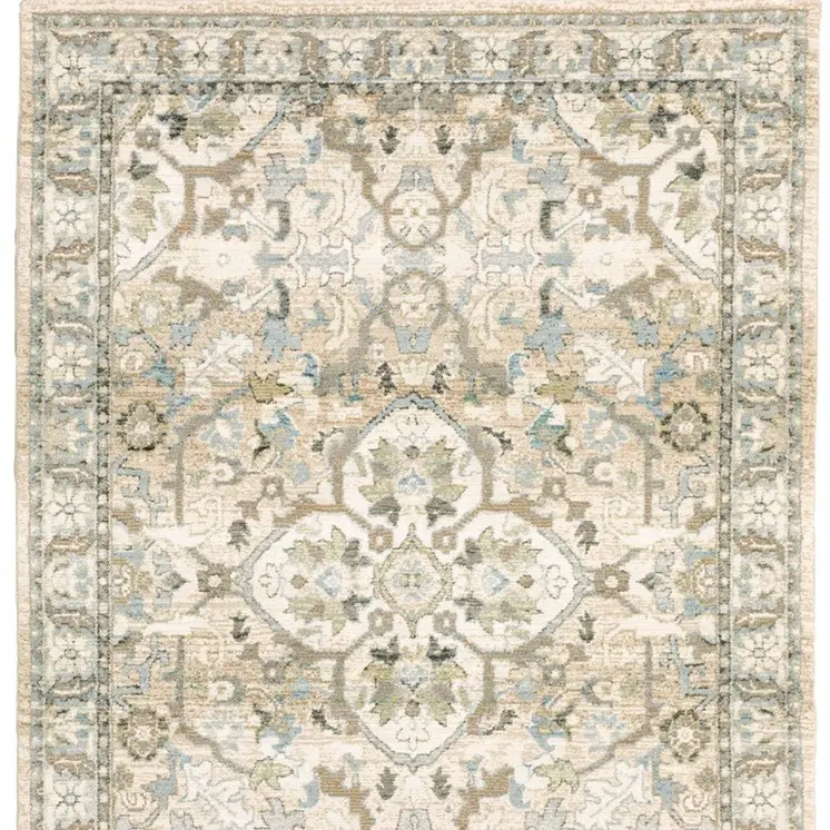 2' X 3' Beige and Ivory Power Loom Area Rug