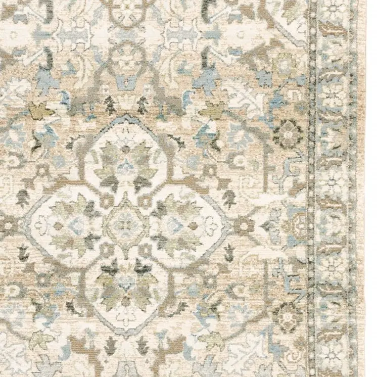 4' X 6' Beige And Ivory Medallion Area Rug