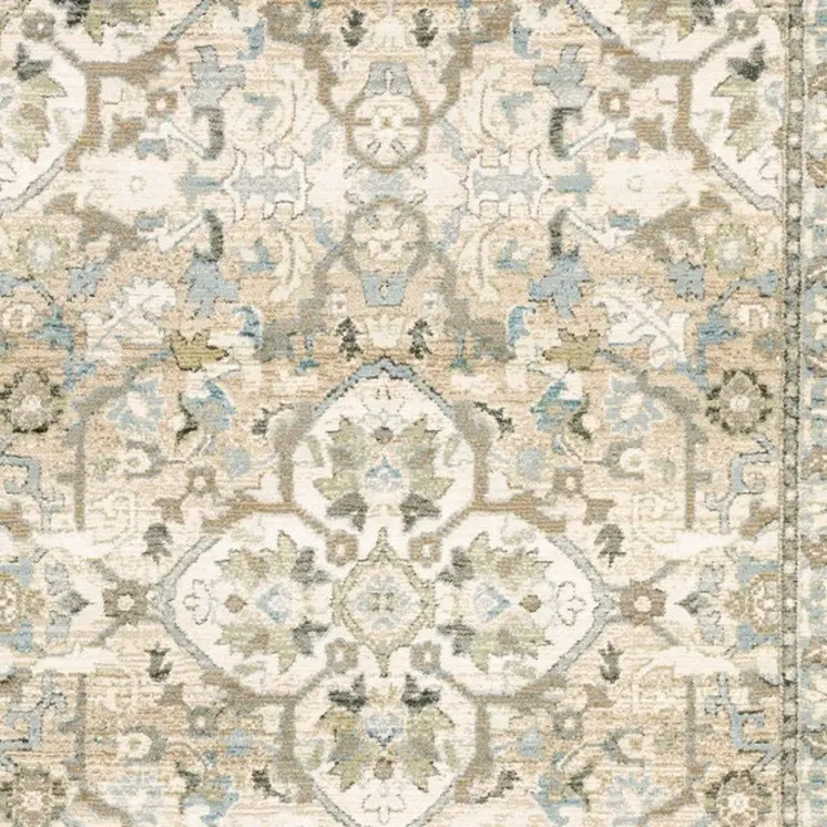 10' X 14' Beige And Ivory Medallion Area Rug