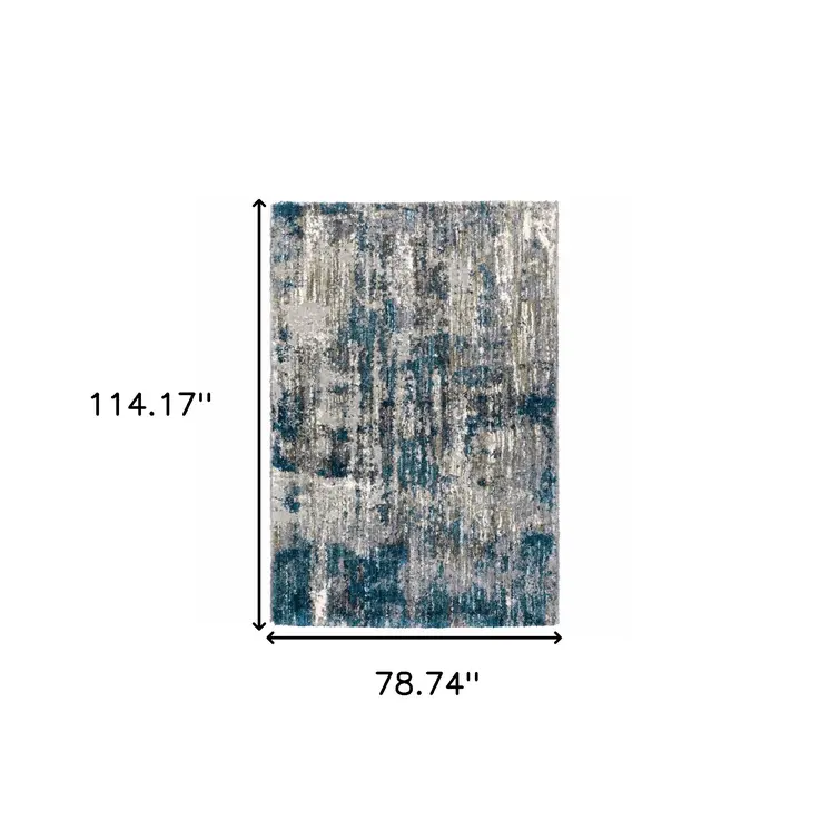 7' X 9' Grey And Blue Grey Skies Area Rug