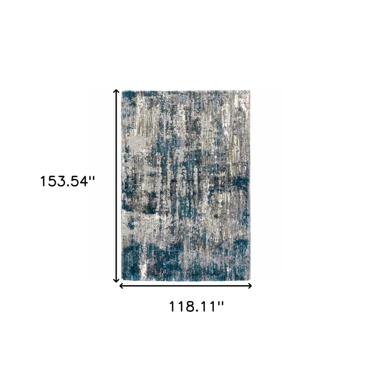 9' X 12' Grey And Blue Grey Skies Area Rug